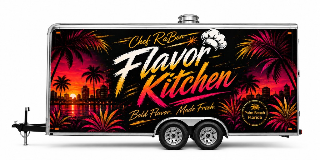 Flavor Kitchen food truck — Chef RaBen branding, Bold Flavor. Made Fresh., Palm Beach Florida